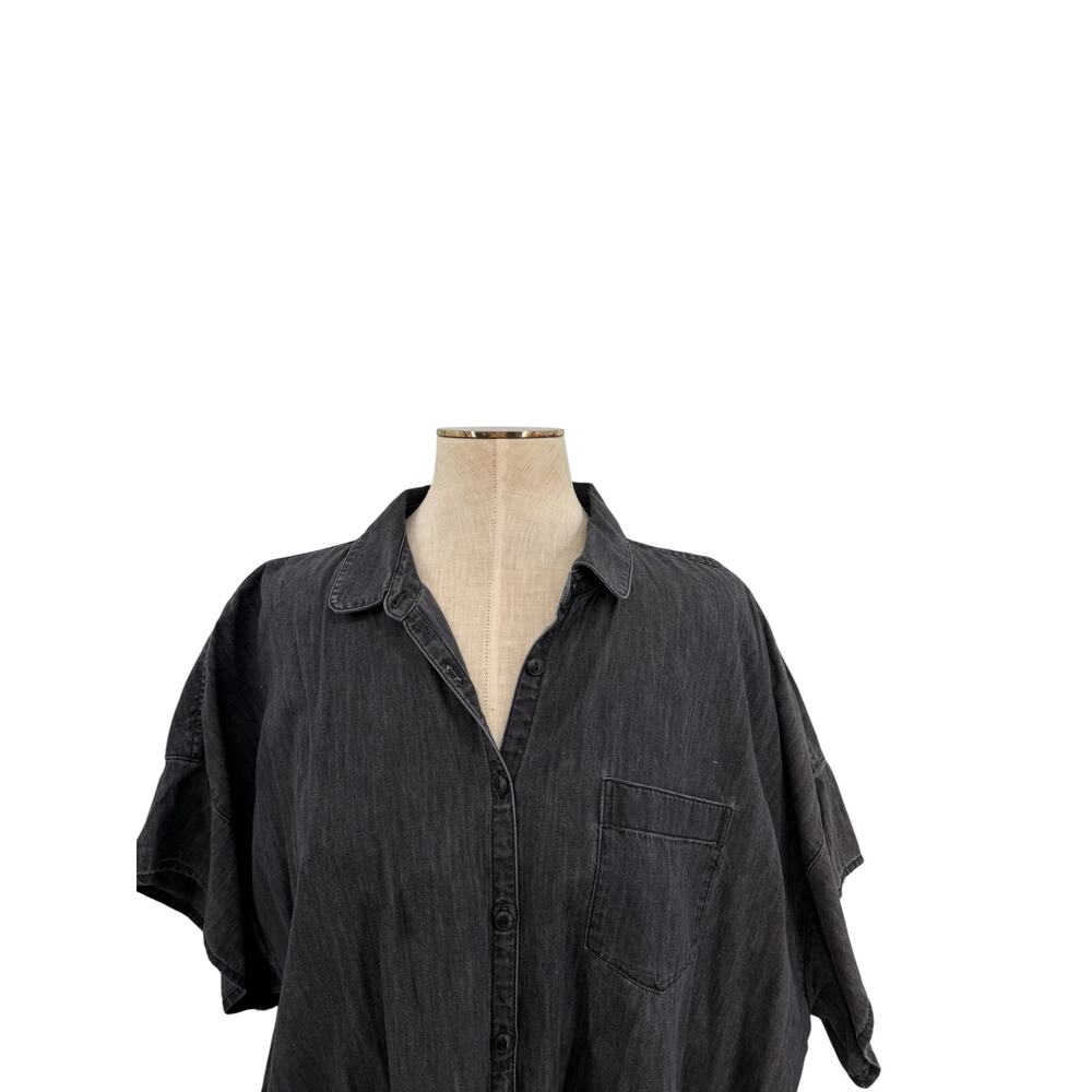 Madewell Denim Oversized Button Front Shirt Black Washed Short Sleeve XL NWT - Picture 3 of 10
